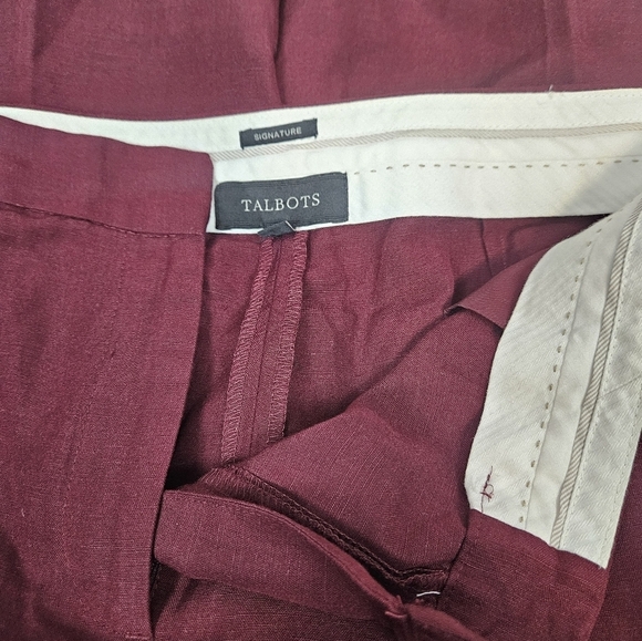 Talbots Signature Burgundy Linen Blend Cropped Pants‎ Size 16 Women's L59 - Picture 5 of 11